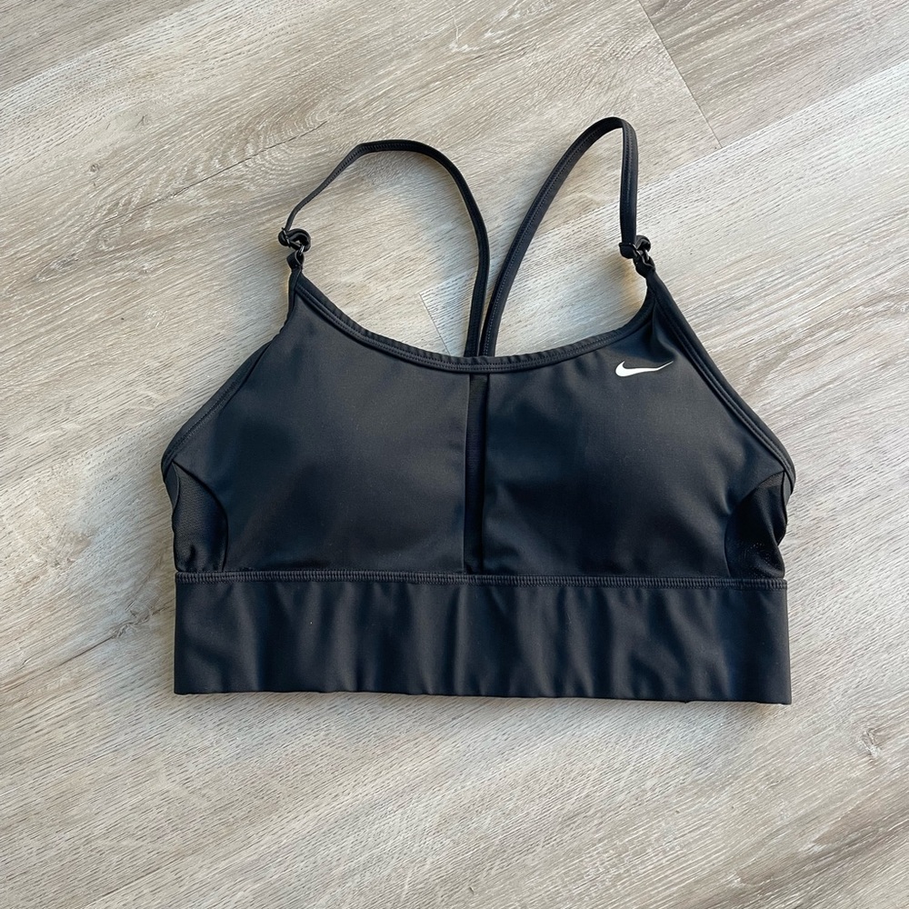 Nike Women's Black Sports Bra with White Logo